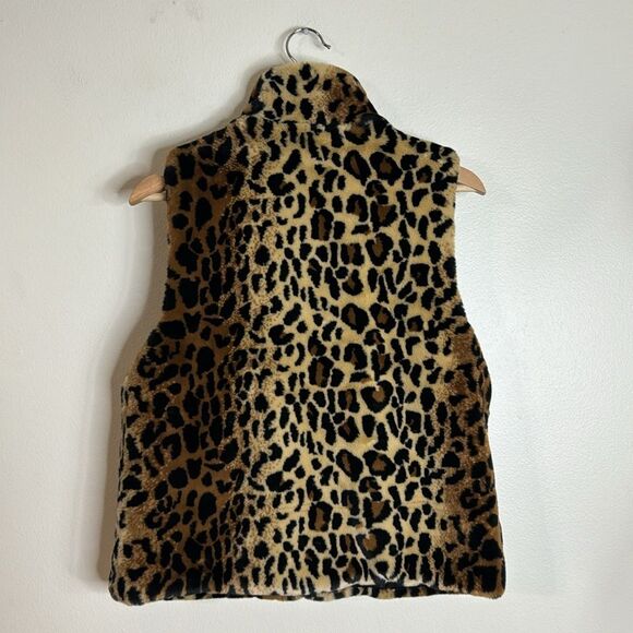 Cejon ladies leopard print faux fur zip up vest size medium - Picture 10 of 10